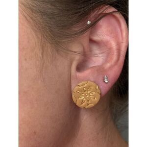 Artisan handmade Round Clay Embossed Earrings NEW